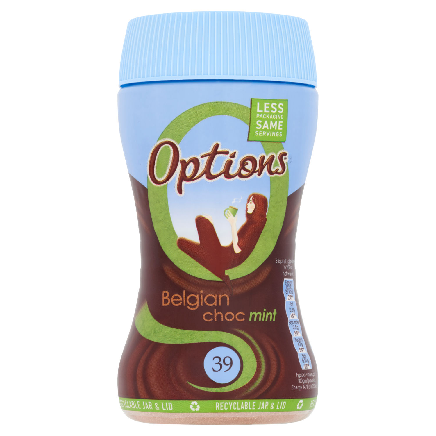 Options Instant Belgian Hot Chocolate Mint Drink 220g