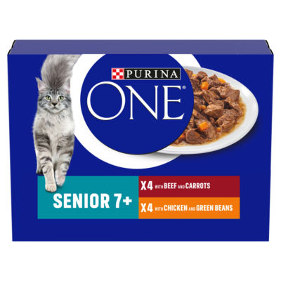 Purina One Senior 7+ Mini Fillets Chicken And Beef Wet Cat Food 8X85g