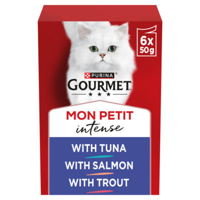 Gourmet Mon Petit Intense Tuna, Salmon, Trout Wet Cat Food 6X50g