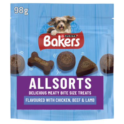 Bakers Allsorts Chicken; Beef and Lamb Dog Treats 98g