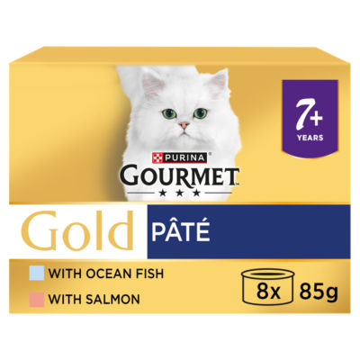 Gourmet Gold Senior Cat Food Tinned Pate Salmon 8X85g