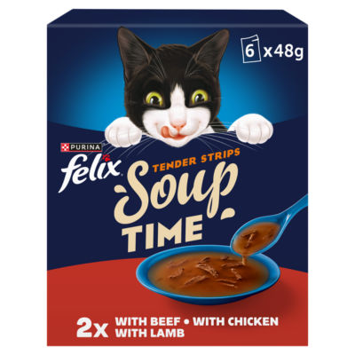 Felix Soup Tender Strips Meat Selection Cat Food 6X48g