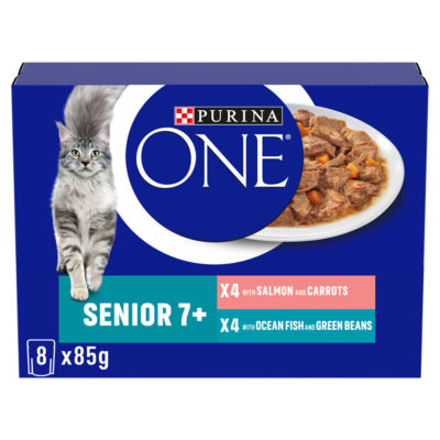 Purina ONE Senior 7+ Mini Fillets Salmon & Ocean Fish Wet Cat Food 8x85g