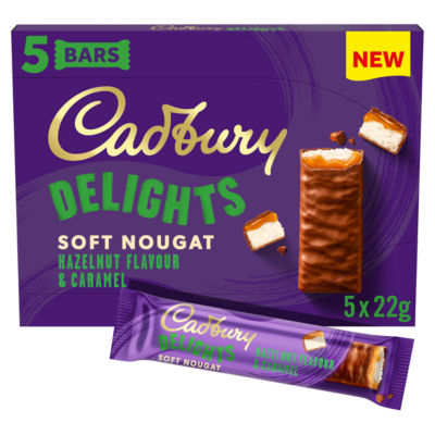 Cadbury Delights Chocolate Hazelnut Flavour & Caramel 5 Pack Multipack 110g (5 x 22g)