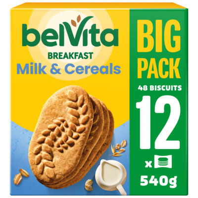 Belvita Breakfast Biscuits Milk & Cereals Snack Bars 12 Pack Multipack 540G