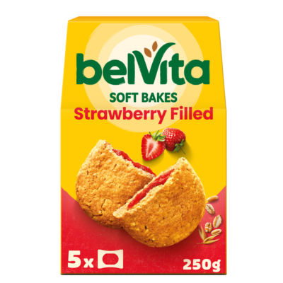 Belvita Breakfast Soft Bakes Strawberry Filled Cereal Snack Bars Pack 5 x 50g