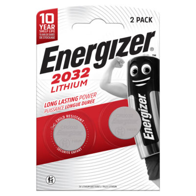 Energizer Lithium Pack of 2 Coin Cell CR2032 Batteries - Coin Cell Batteries - CR2032 Batteries