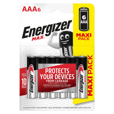 Energizer Max AAA Batteries, Alkaline, 6 Pack