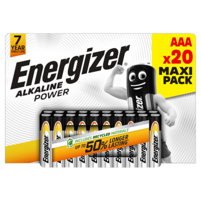 Energizer Alkaline Power AAA Batteries, 20 Pack