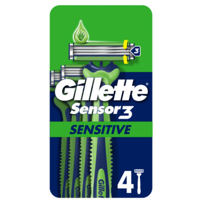 Gillette Sensor3 Sensitive, Disposable Razors For Men, 4-Pack Razors