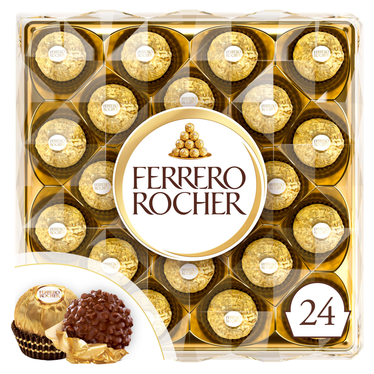 Ferrero Rocher Milk Chocolate Hazelnut Pralines Gift Box 24 Pieces 300g