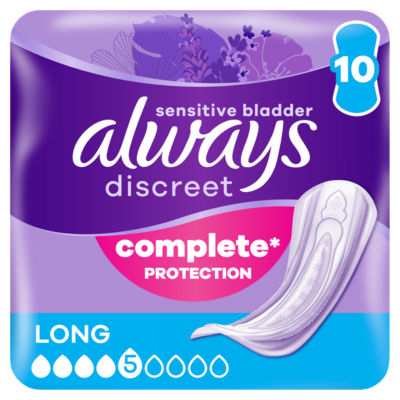 Always Discreet Long Incontinence Pads 10 Pack