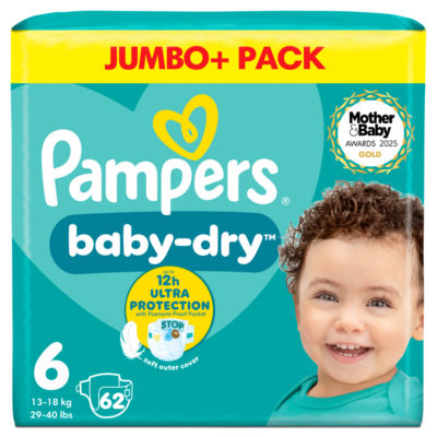 Pampers Baby Dry 6 Jumbo+ 62 Nappies