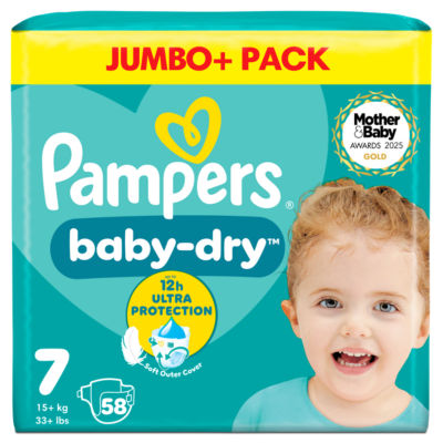 Pampers Baby Dry Size 7 Jumbo+ Pack 58 Nappies