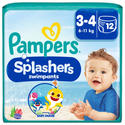 Pampers Splashers Baby Shark Size 3-4 Swim Nappies 12 Pack