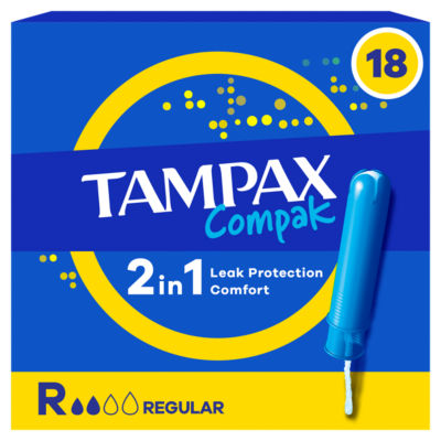 Tampax Compak Regular Tampons With Applicator X18