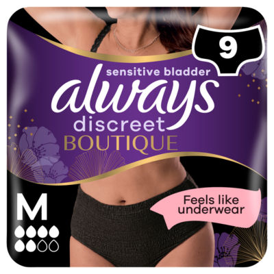Always Discreet Boutique Incontinence Pants Black Medium 9 pack