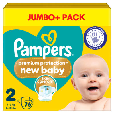 Pampers Premium Protection New Baby Size 2 76 Nappies Jumbo+ Pack