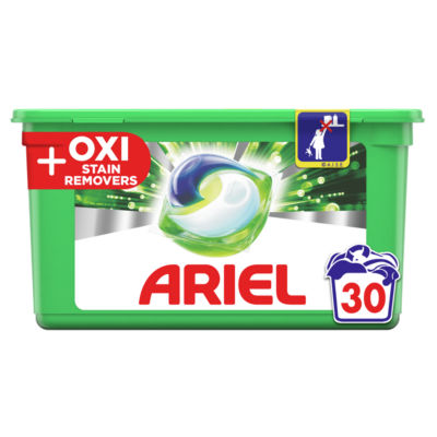 Ariel All-in-1 Pods +OXI Stain Removers Effect Washing Liquid Capsules, 30 Washes