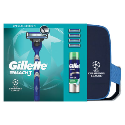 Gillette Mach3 Razor For Men, 1 Gillette Razor handle, 4 Razor Blade Refills, Travel Bag