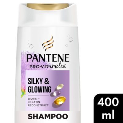 Pantene Silky & Glowing Shampoo With Biotin & Keratin Reconstruct For Dry Hair 400Ml - Image 3
