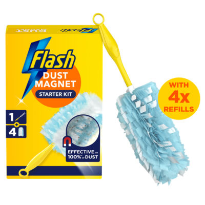Flash Dust Magnet Duster Starter Kit, 1 Handle & 4 Refills Trap & Lock Away Dust - Image 6