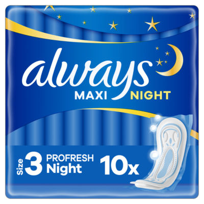 Always Maxi Profresh Night Sanitary Towels (Size 3) X10 Pads