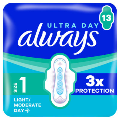 Always Ultra Day Sanitary Towels Size 1 Normal with Wings 13 Pack