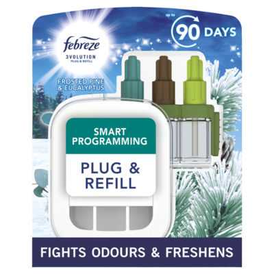 Febreze 3Volution Plug In Air Freshener Unit & Refill, Frosted Pine & Eucalyptus