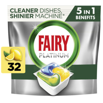 Fairy Platinum All in One Dishwasher Tablets - Lemon 32 Pack 477g