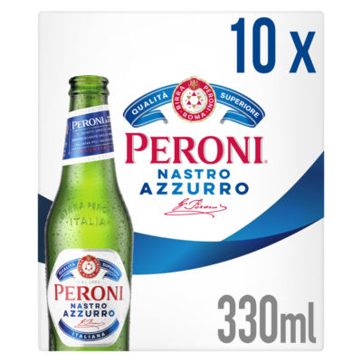 Peroni Nastro Azzurro Beer Lager Bottles 10x330ml