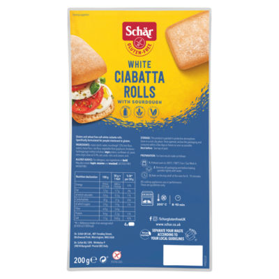 SCHAR Every Day Gluten-free Soft Rolls - White Ciabatta 200g