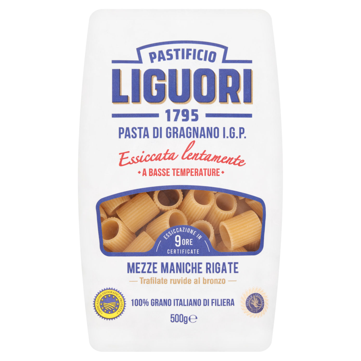 Pastificio Liguori Mezzi Rigatoni Durum Wheat Semolina Pasta 500g