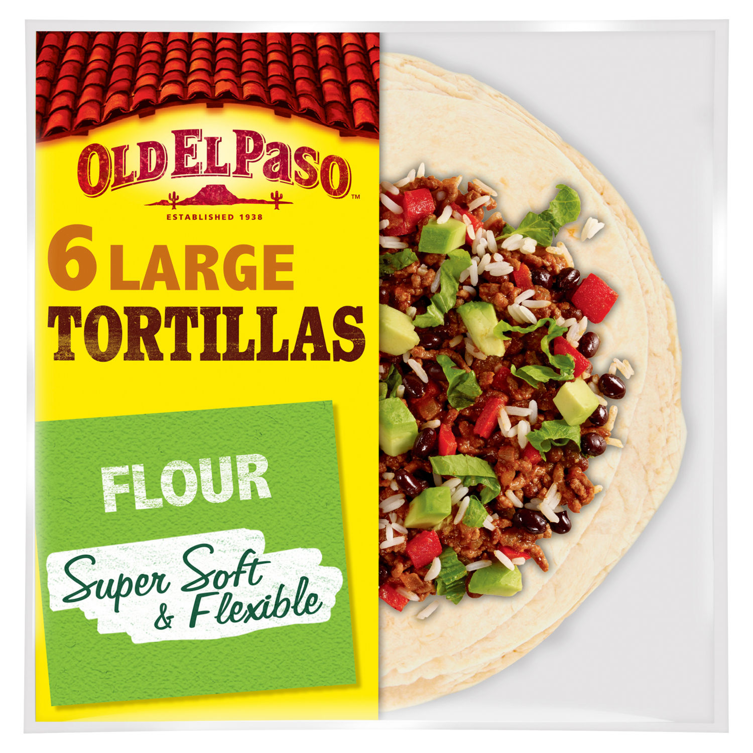 Old El Paso Large Super Soft Flour Tortillas 6 Pack 350G