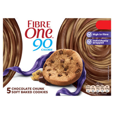 Fibre One 90 Calorie Chocolate Chunk Soft Baked Cookies 5 x 24g (120g)