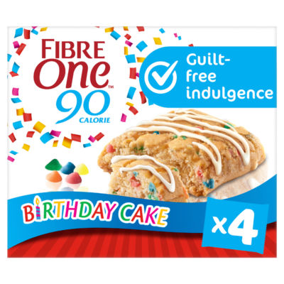 Fibre One 90 Calorie Birthday Cake Squares Snack Bars 4 x 24g
