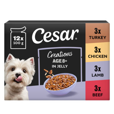 Cesar Creations Age 8+ Wet Dog Food Pouch Poultry,Meat Jelly 12 X 100G