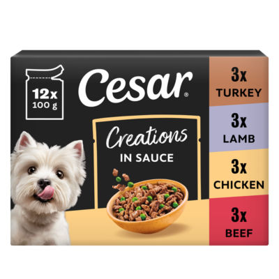 Cesar Creations Wet Dog Food Pouch Poultry,Beef,Lamb In Sauce 12 X 100G