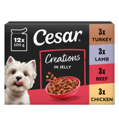 Cesar Deliciously Fresh Dog Pouches Favourites In Jelly 12X100g