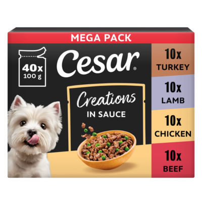 Cesar Creations Wet Dog Food Pouch Poultry, Beef, Lamb In Sauce 40 X 100G