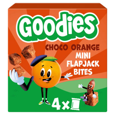 Goodies Kids Snack Chocolate Orange Mini Flapjack Oaty Bar Bites Multipack 4X23g
