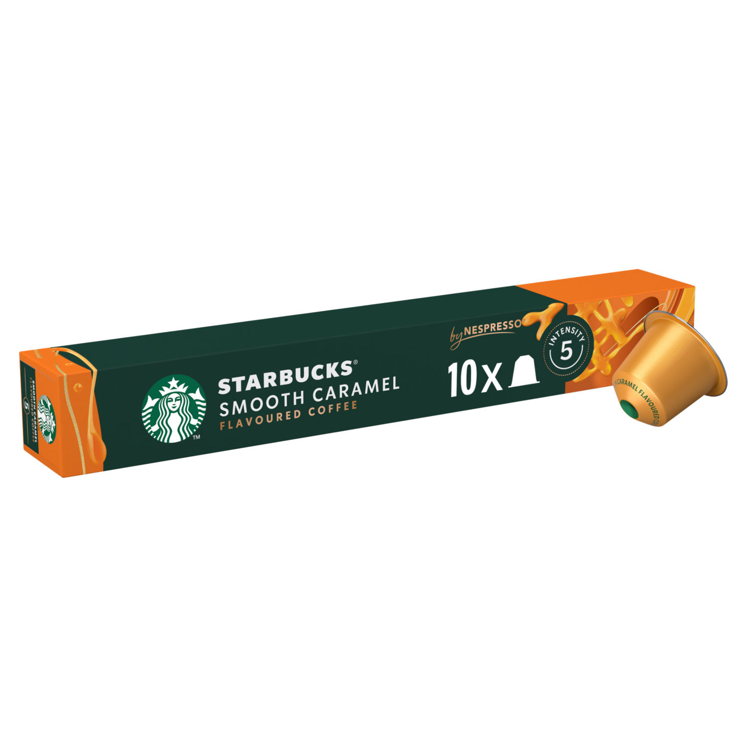 Starbucks Smooth Caramel Flavoured Coffee Capsules by Nespresso, Blonde Roast, 53g Box of 10