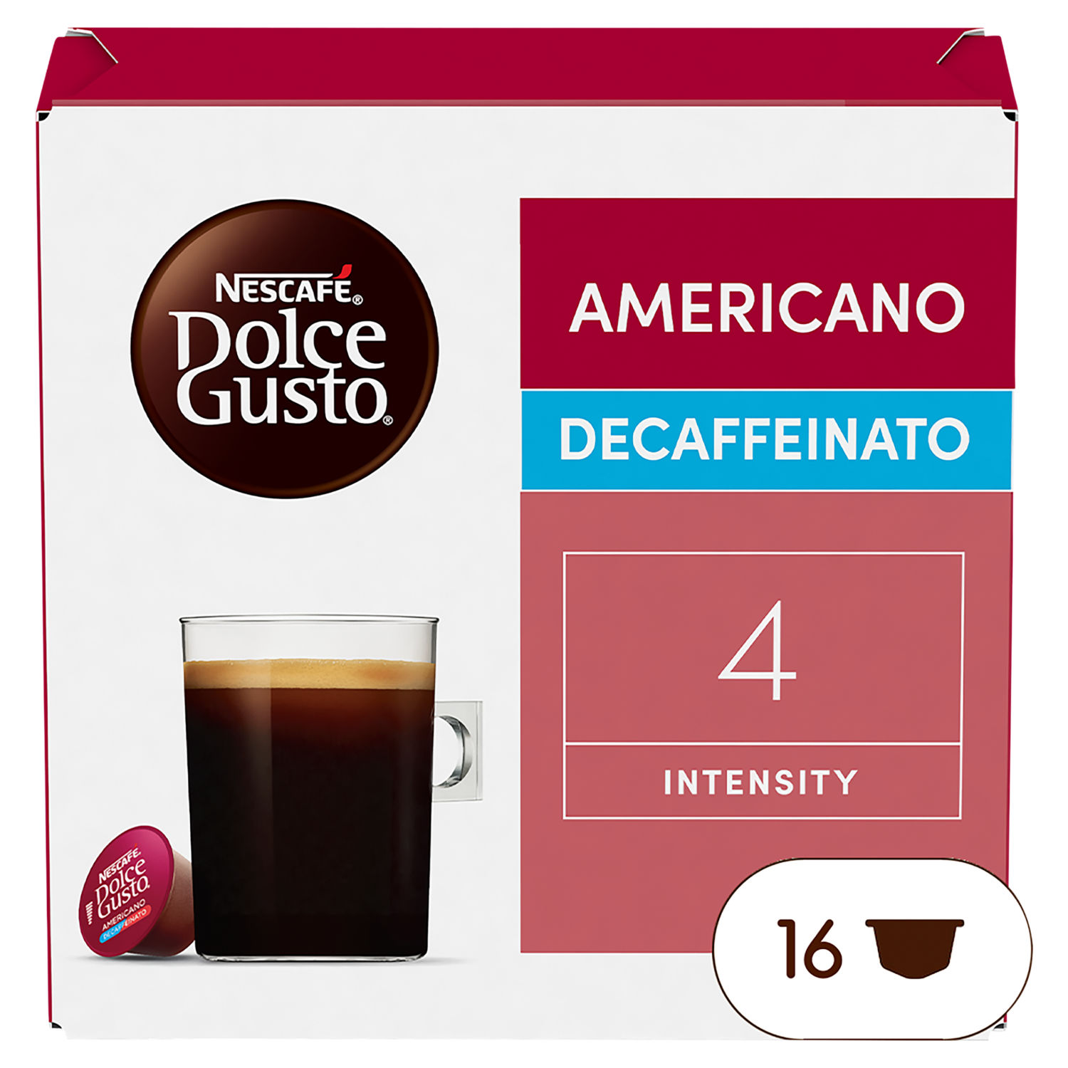 Nescafe Dolce Gusto Americano Decaffeinato Coffee Pods x16