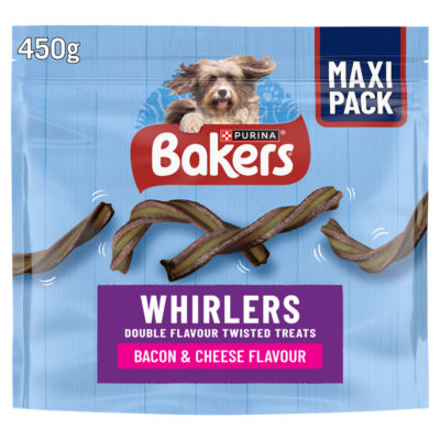 Bakers Whirlers Bacon and Cheese Dog Treats 450g