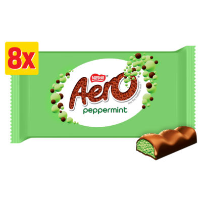 Aero Bubbly Peppermint Chocolate Bar 8 Pack Multipack 216g - ASDA Groceries