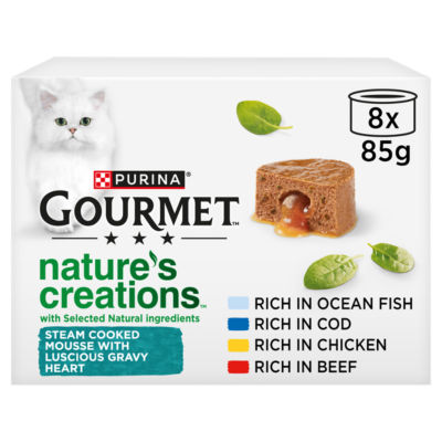 Gourmet Nature's Creations Gravy Heart Chicken Ocean Fish Wet Cat Food 8x85g