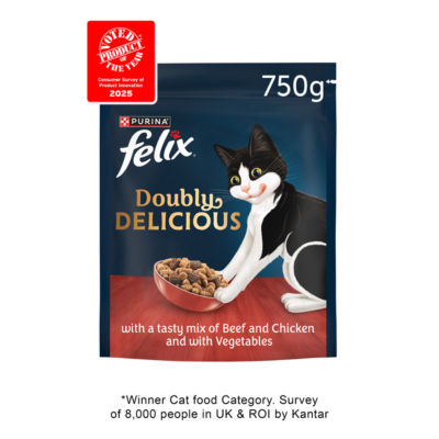 Felix Doubly Delicious Beef, Chicken & Veg Dry Cat Food 750g