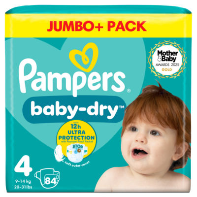 Baby-Dry Size 4, 84 Nappies, 9kg - 14kg, Jumbo+ Pack 84PK