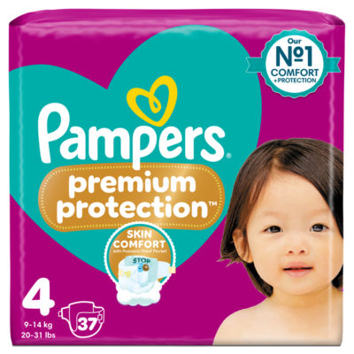 Pampers Premium Protection Size 4, 37 Baby Nappies, 9Kg-14Kg