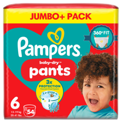 Pampers Baby Dry Nappy Pants Size 6 Jumbo+ 54 Pack